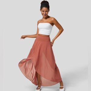 🔥SIZE SMALL HIGH WAISTED 2n1 SIDE POCKET MESH CASUAL MAXI SKIRT🔥